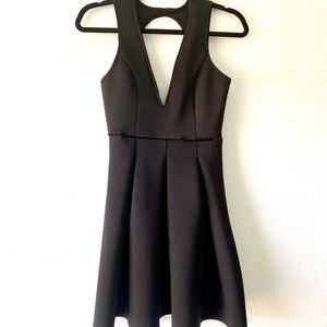 Little Black Cocktail Dress Deep V and Low Back- S